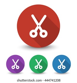White Scissors icon in different colors set