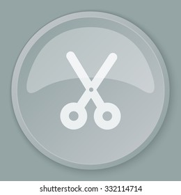 White Scissors icon on grey web button