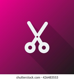 White Scissors icon on pink background