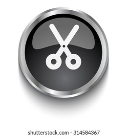 White Scissors symbol on black web button