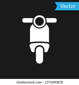 White Scooter icon isolated on black background. Vector Illustration