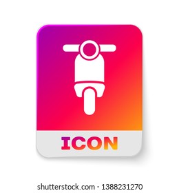 White Scooter icon isolated on white background. Rectangle color button. Vector Illustration