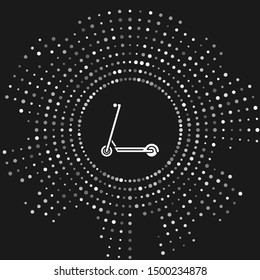White Scooter icon isolated on grey background. Abstract circle random dots. Vector Illustration