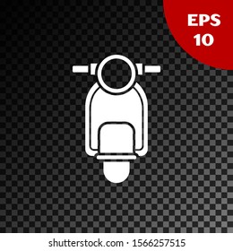 White Scooter icon isolated on transparent dark background.  Vector Illustration
