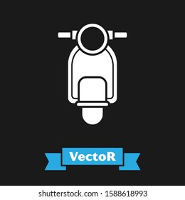 White Scooter icon isolated on black background.  Vector Illustration