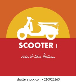 white scooter on colorful background vector illustrator