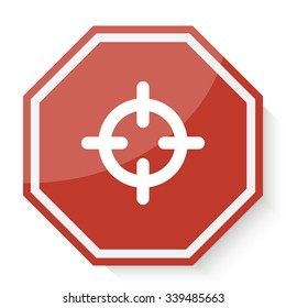 White Scope icon on red stop sign web app