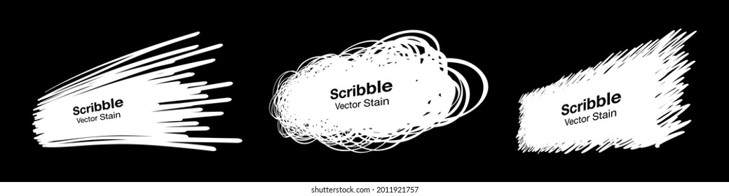 White scratch pen line sketch set. Hand drawn scribble pencil  shapes. Sale banner.  Brush stroke stain. Vector design elements. 