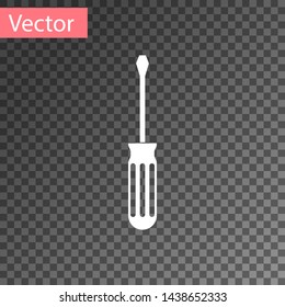 White Screwdriver icon isolated on transparent background. Service tool symbol.  Vector Illustration