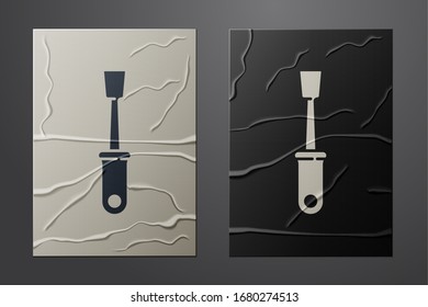 White Screwdriver icon isolated on crumpled paper background. Service tool symbol. Paper art style. Vector Illustration