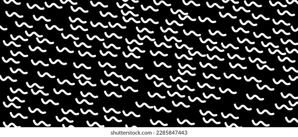 White scribble line pattern on black background. Hand drawn lines pattern for backdrop design and wallpaper template. Simple classic lines with repeat texture. Lines background, vector illustration