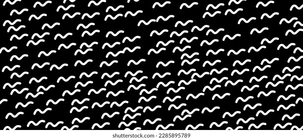 White scribble line pattern on black background. Hand drawn lines pattern for backdrop design and wallpaper template. Simple classic lines with repeat texture. Lines background, vector illustration