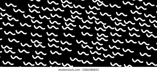 White scribble line pattern on black background. Hand drawn lines pattern for backdrop design and wallpaper template. Simple classic lines with repeat texture. Lines background, vector illustration