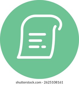 Ícone de Documento de Rolagem Branca dentro de Círculo Verde que Representa Notas e Registros