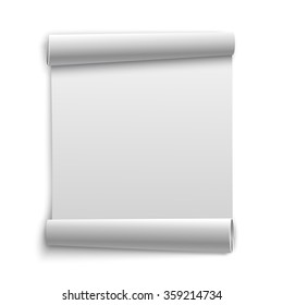 White scroll isolated on white background. Vector illustration