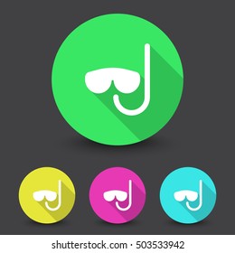 White Scuba Diving icon in different colors set