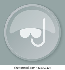 White Scuba Diving icon on grey web button