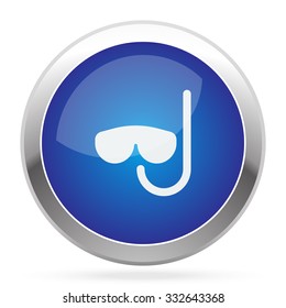 White Scuba Diving icon on blue web app button