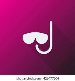 White Scuba Diving icon on pink background