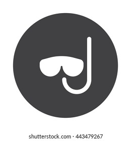 White Scuba Diving icon on black button isolated on white