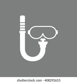 White scuba diving mask icon vector illustration. Gray background