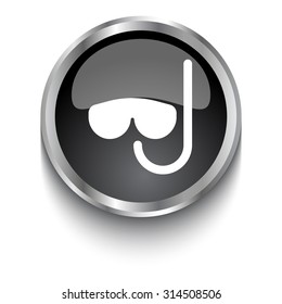 White Scuba Diving symbol on black web button