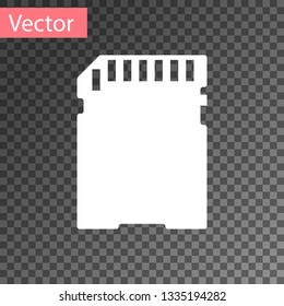 White SD card icon isolated on transparent background. Memory card. Adapter icon. Vector Illustration