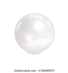 White sea pearl on white background. Precious decoration. Vector illustration.