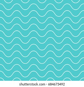 White sea waves on blue background. Seamless pattern. Vector image.