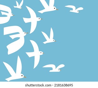 gaviotas blancas con fondo azul 