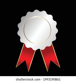 White seal badge isolated on black background.