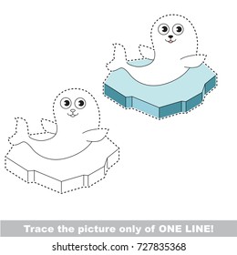 White Seal to be traced only of one line, the tracing educational game to preschool kids with easy game level, the colorful and colorless version.