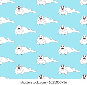 White Seal on Blue Background. Vector Illustration.