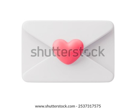 White sealed envelope with a heart on it. Vector illustration of receiving or sending a letter. Information love transfer. Love letter isolated on a white background.