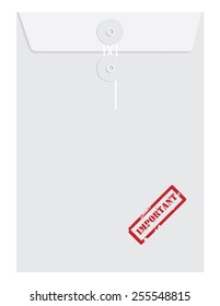 White sealed postal envelope template with red rubber stamp important vector isolated on white 
