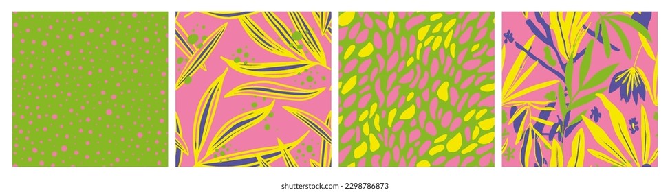 Weißer, nahtloser abstrakter Flora-Kunsthintergrund. Violette, stetige, elegante tropische Illustration, Nahtlose Textur. Grünes endloses Naturhintergrund Frische Schriftzeichen. 