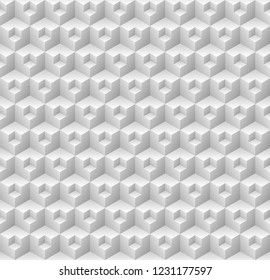 White seamless abstract geometric pattern, Half a block within a block wallpaper design, Vector illustration