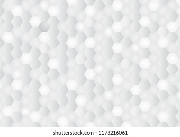 White seamless abstract hexagon pattern of geometric shapes texture background. 3d paper art style can be used in cover design poster and website backgrounds or advertising.
