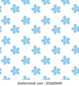 White seamless background with blue forget-me-not flowers