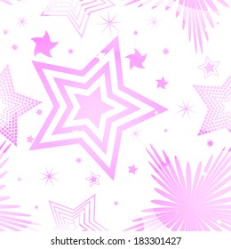 White seamless background with pink gradient stars