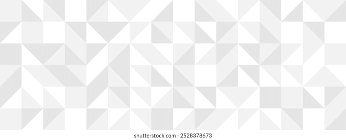 White seamless background of triangles in modern style, flat vector illustration. Cover of gray geometric shapes in retro texture for web design or postcard.