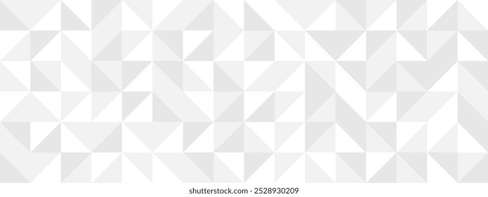 White seamless background of triangles in modern style, flat vector illustration. Cover of gray geometric shapes in retro texture for web design or postcard.