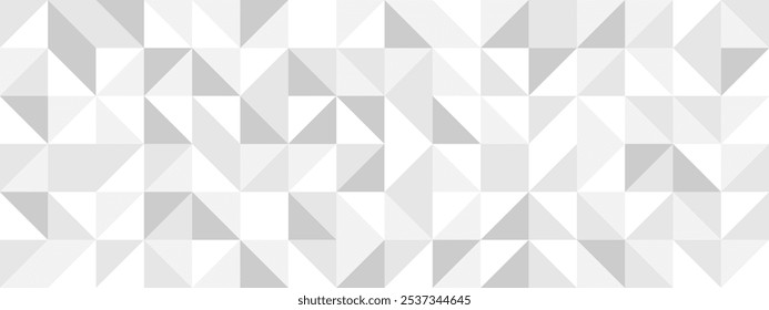 White seamless background of triangles in modern style, flat vector illustration. Cover of gray geometric shapes in retro texture for web design or postcard.	