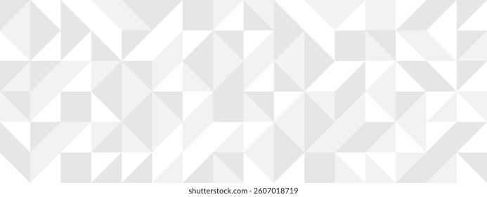 White seamless background of triangles in modern style, flat vector illustration. Cover of gray geometric shapes in retro texture for web design or postcard.