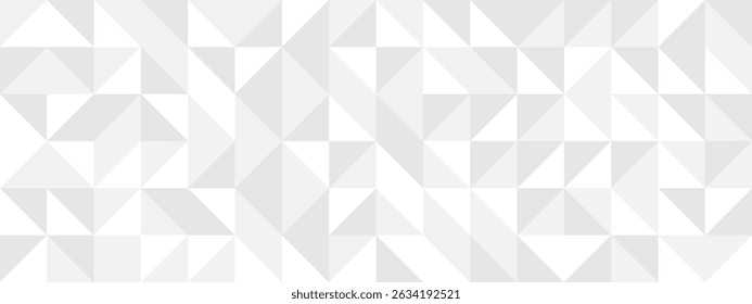White seamless background of triangles in modern style, flat vector illustration. Cover of gray geometric shapes in retro texture for web design or postcard.