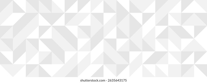 White seamless background of triangles in modern style, flat vector illustration. Cover of gray geometric shapes in retro texture for web design or postcard.