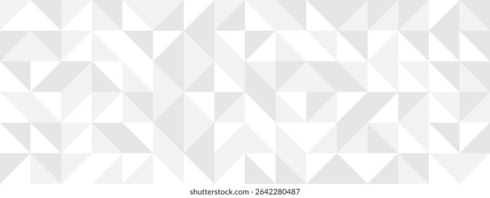 White seamless background of triangles in modern style, flat vector illustration. Cover of gray geometric shapes in retro texture for web design or postcard.