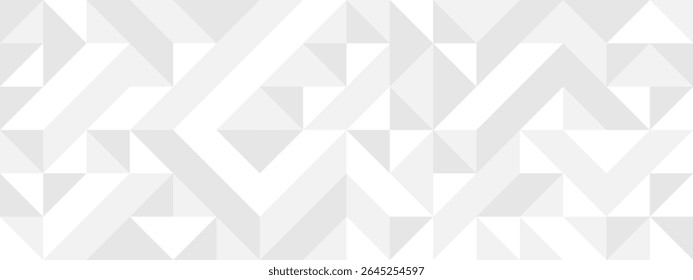 White seamless background of triangles in modern style, flat vector illustration. Cover of gray geometric shapes in retro texture for web design or postcard.