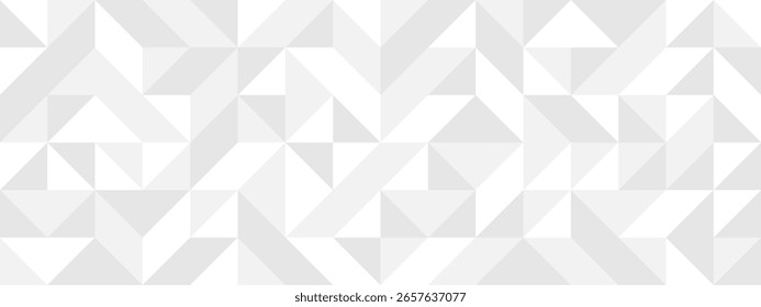 White seamless background of triangles in modern style, flat vector illustration. Cover of gray geometric shapes in retro texture for web design or postcard.