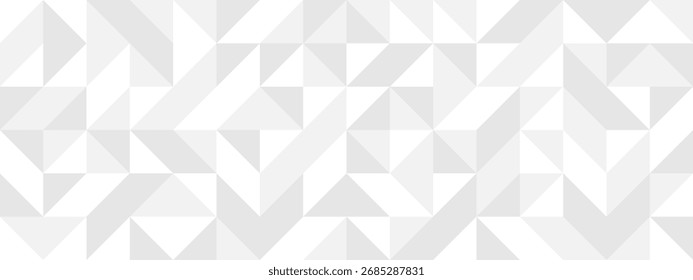Fondo blanco sin fisuras de triángulos en estilo moderno, Ilustración vectorial plana. Cubierta de Formas geométricas grises en textura retro para Diseño web o postal.